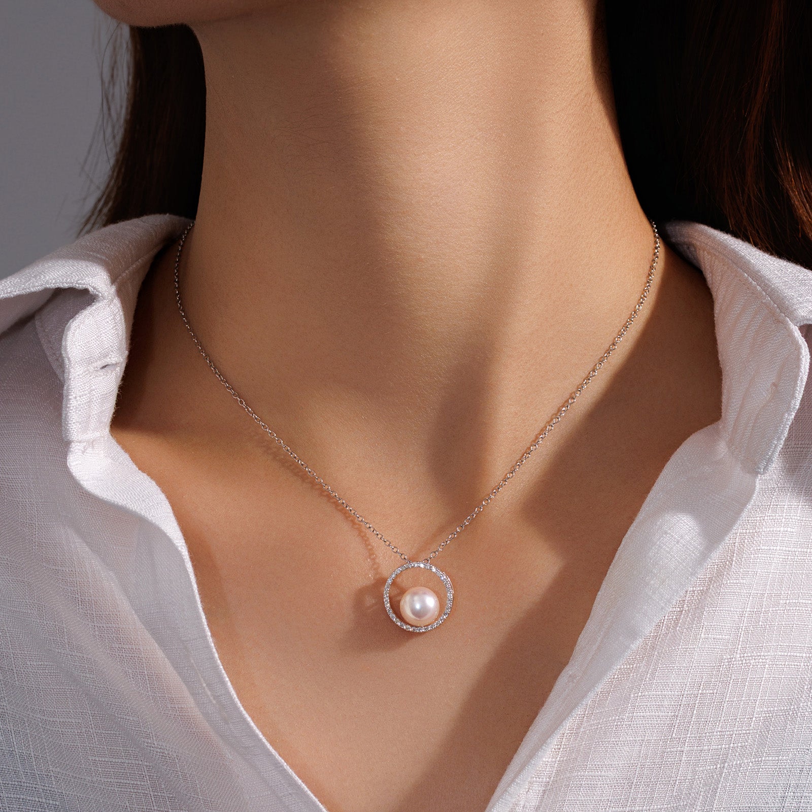 Diamond Halo Akoya Pearl Pendant（Only Pendant）