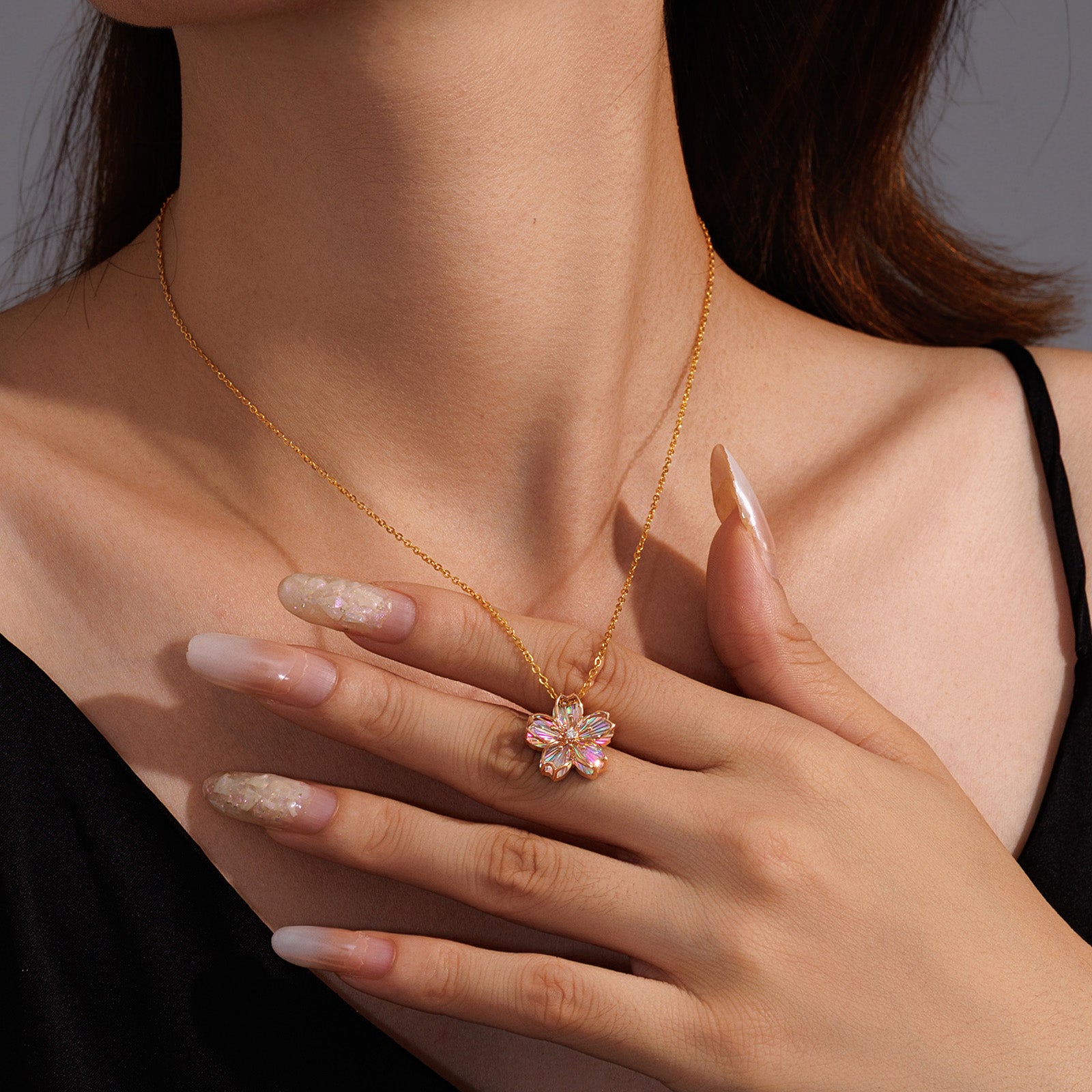 18K Rose Gold Radiant Cut Cherry Blossom Diamond Pendant (Pendant Only)