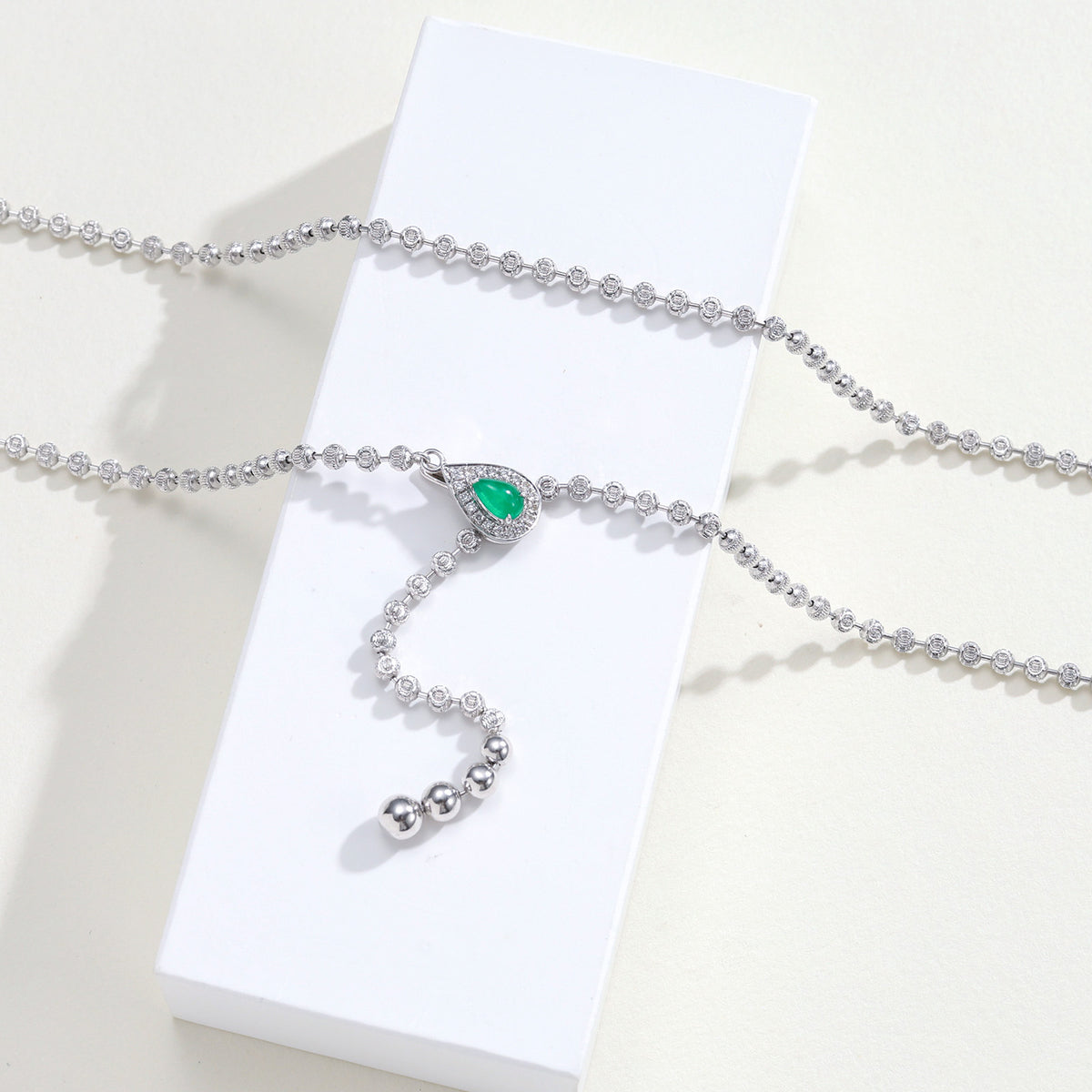 Celeste Emerald Diamond Lariat Necklace