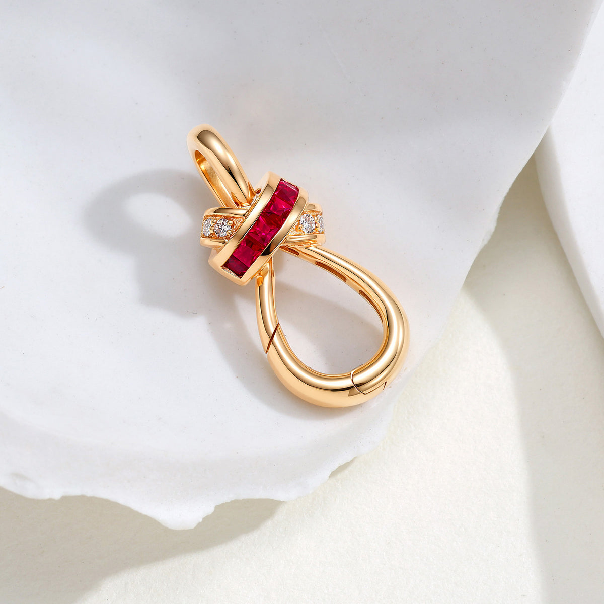 Ruby Natural Diamond Multi‑Use Trigger Clasp in 18k