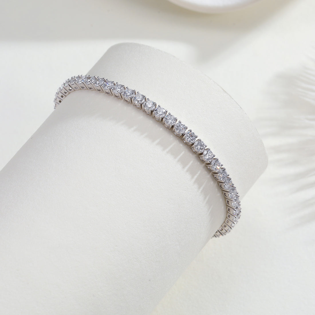 PT900 Platinum Lab-Grown Diamond Round Brilliant Tennis Bracelet (≈0.12ct/p)