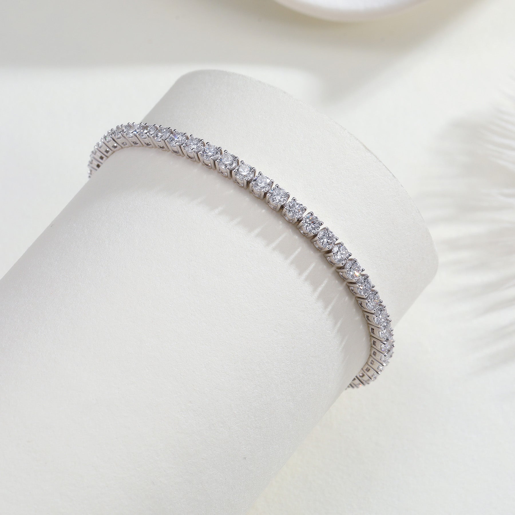 PT900 Platinum Lab-Grown Diamond Round Brilliant Tennis Bracelet (≈0.12ct/p)