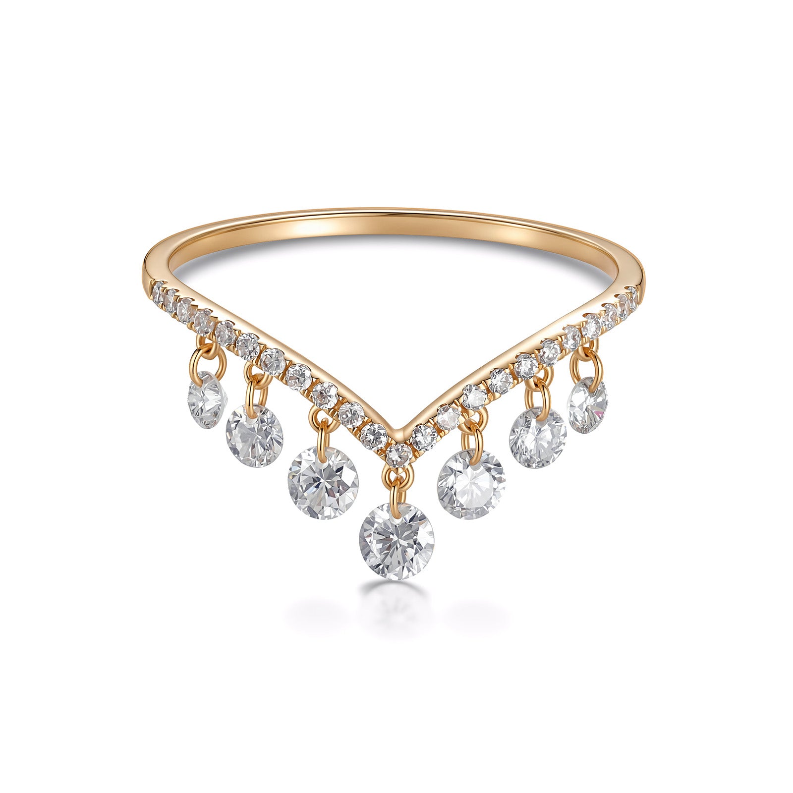 V-Shape Pavé Dangling Lab-Grown Diamond Ring