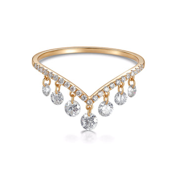 V-Shape Pavé Dangling Lab-Grown Diamond Ring