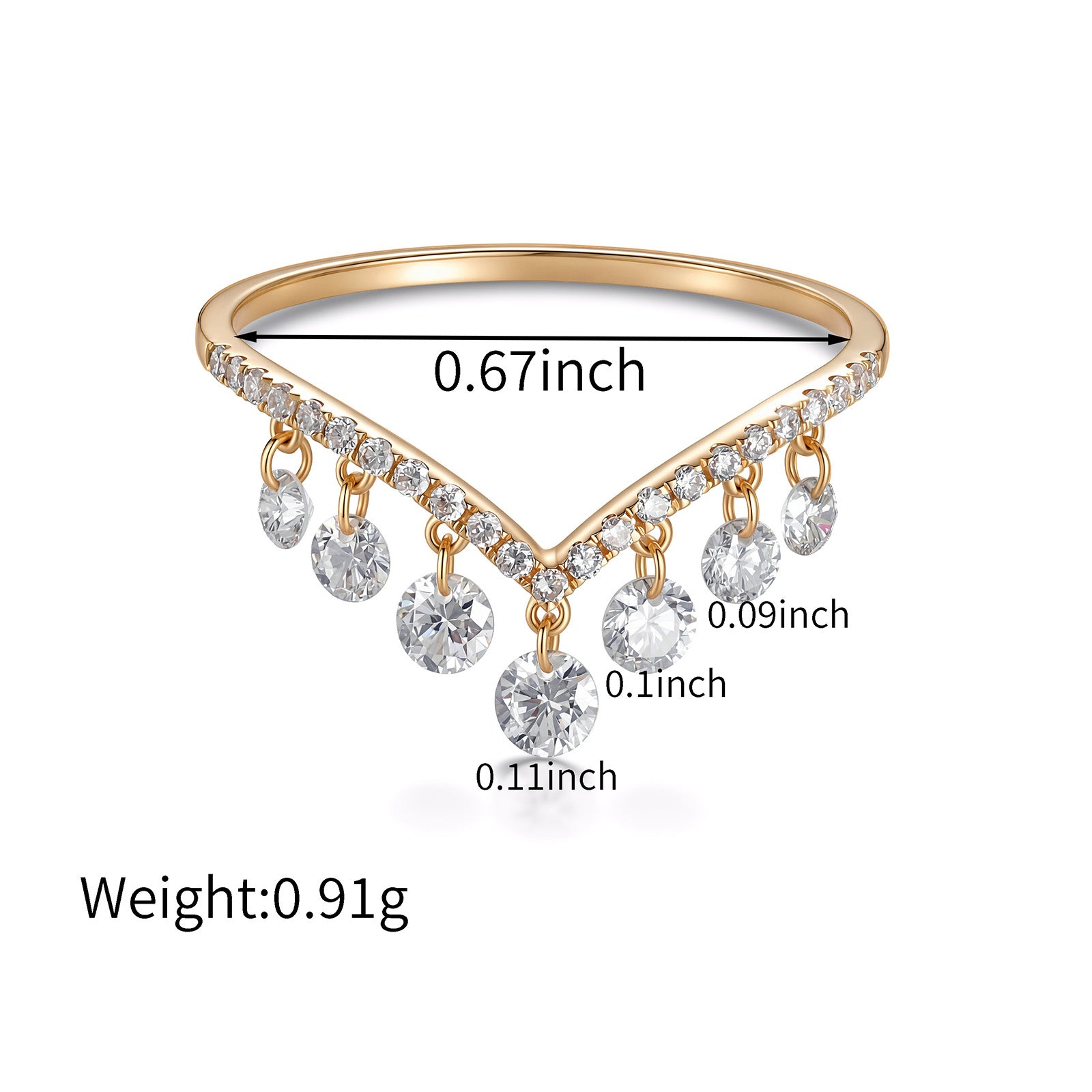 V-Shape Pavé Dangling Lab-Grown Diamond Ring