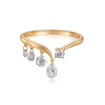 Teardrop & Round Drop Charm Lab-Grown Diamond Ring