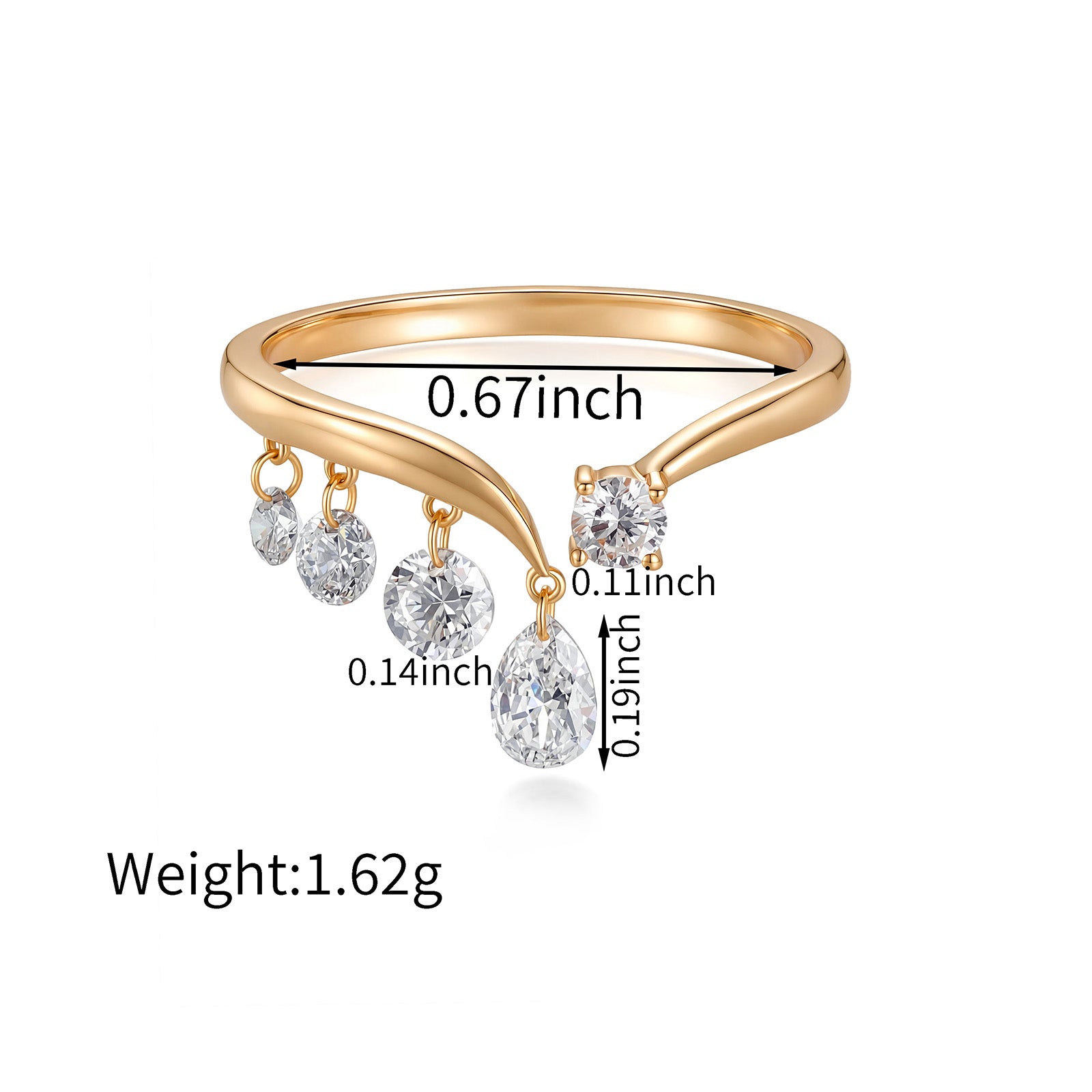 Teardrop & Round Drop Charm Lab-Grown Diamond Ring