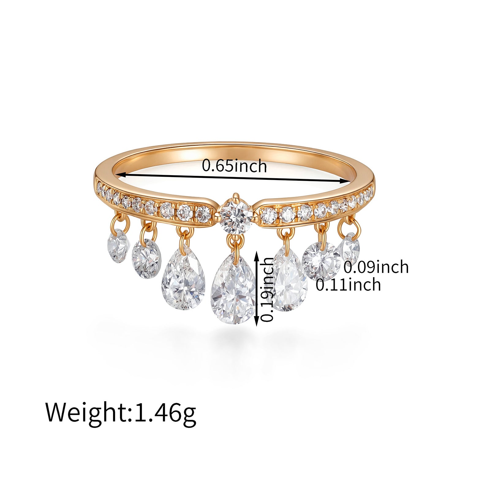 ⭐️Teardrop Pavé Lab-Grown Diamond Charm Ring