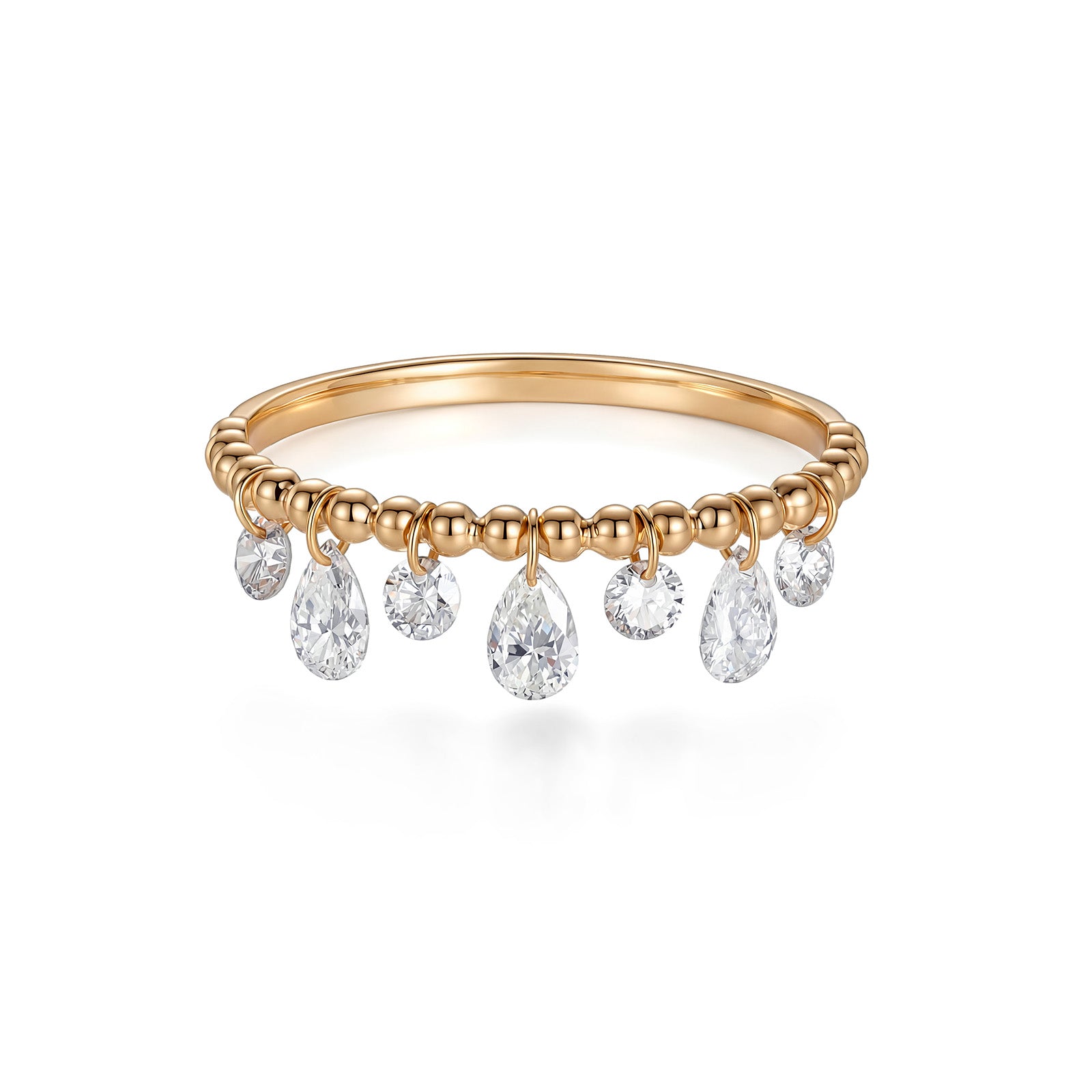 Teardrop & Round Lab Diamond Charm Ring