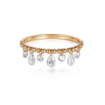Teardrop & Round Lab Diamond Charm Ring