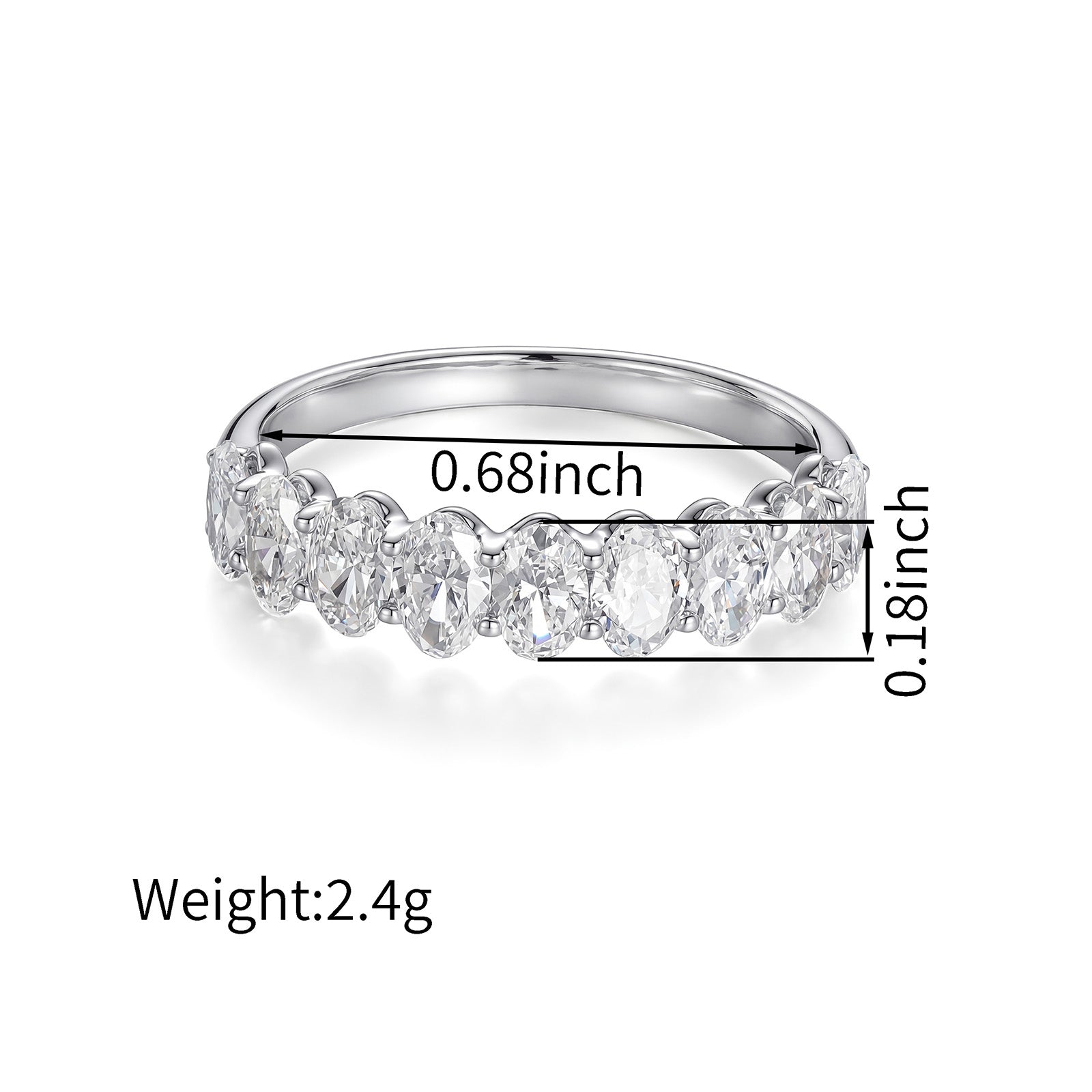 Oval-Cut Half Eternity Lab-Grown Diamond Ring（0.17 Each）