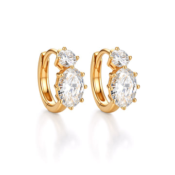 Round Lab-Grown Diamond Two-Stone Huggie Earrings