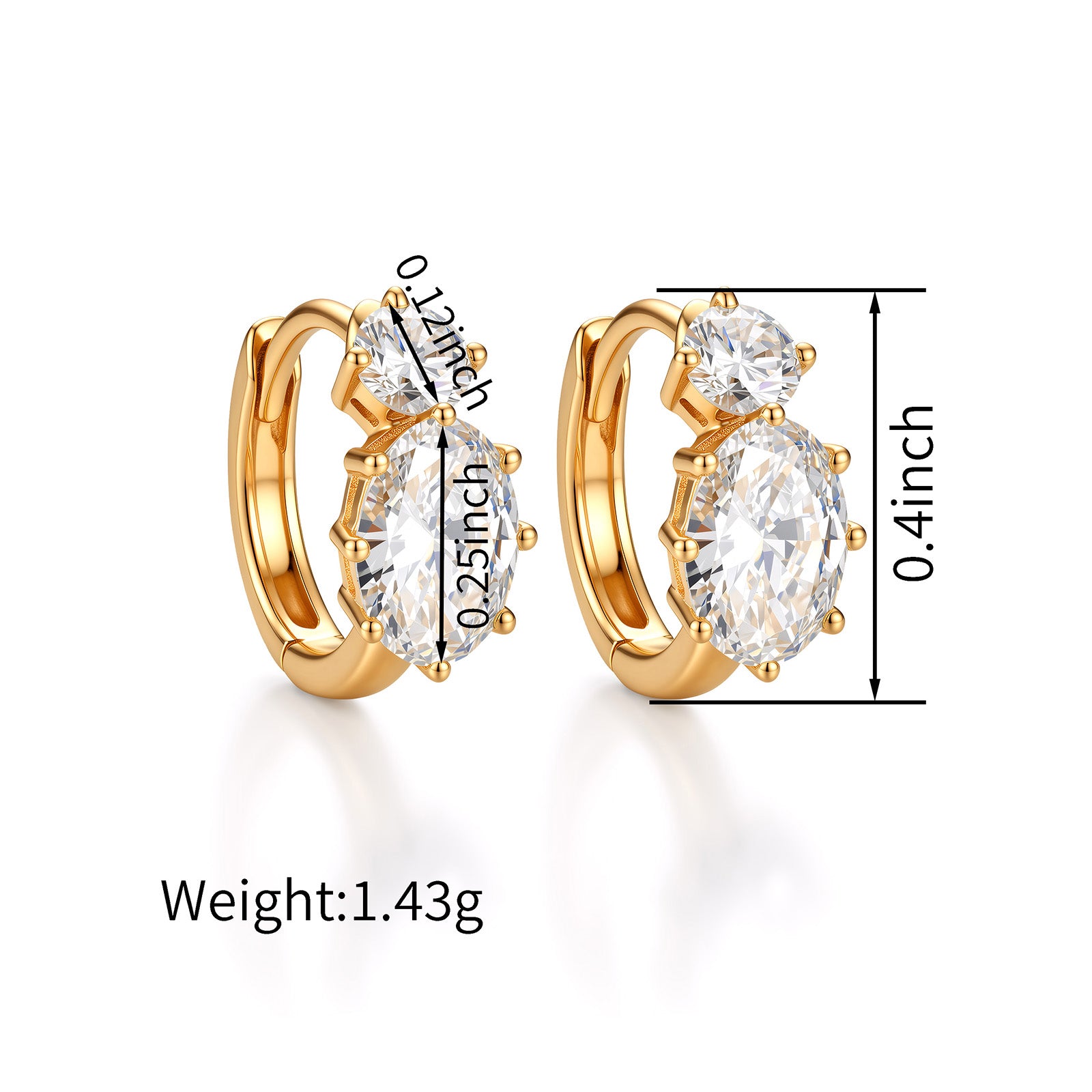 Round Lab-Grown Diamond Two-Stone Huggie Earrings
