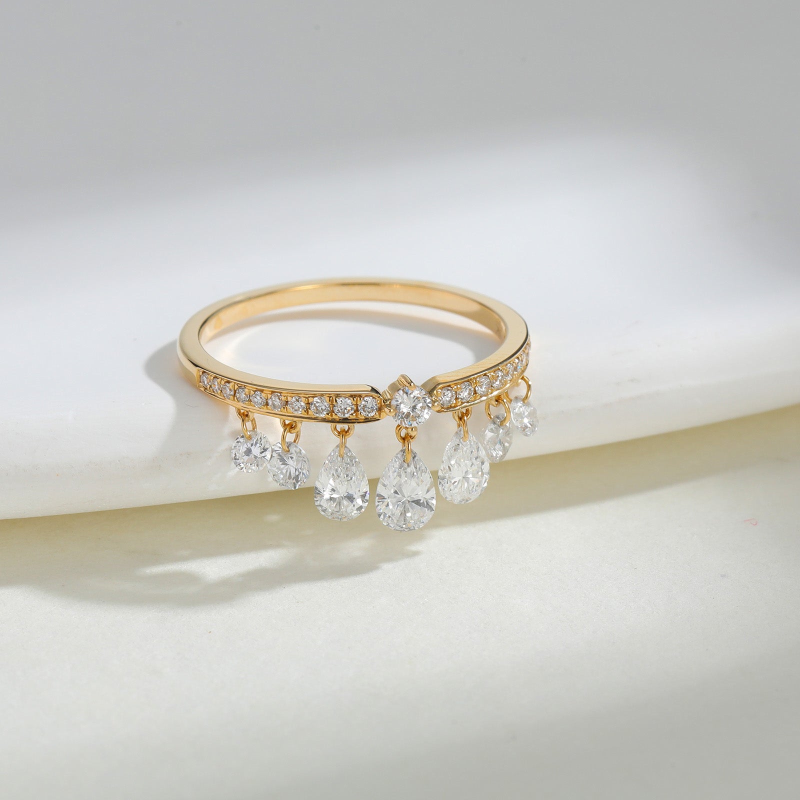 ⭐️Teardrop Pavé Lab-Grown Diamond Charm Ring