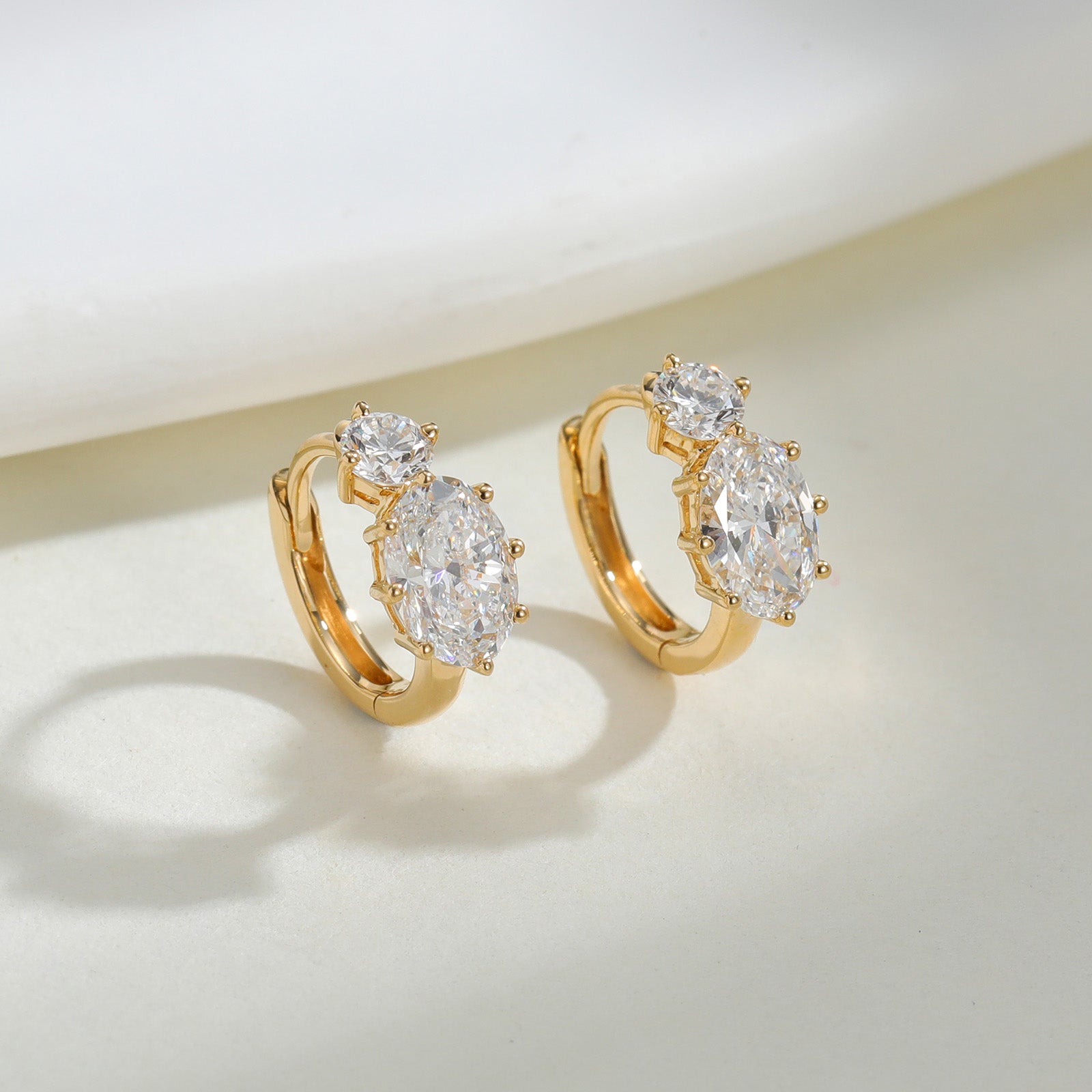 Round Lab-Grown Diamond Two-Stone Huggie Earrings