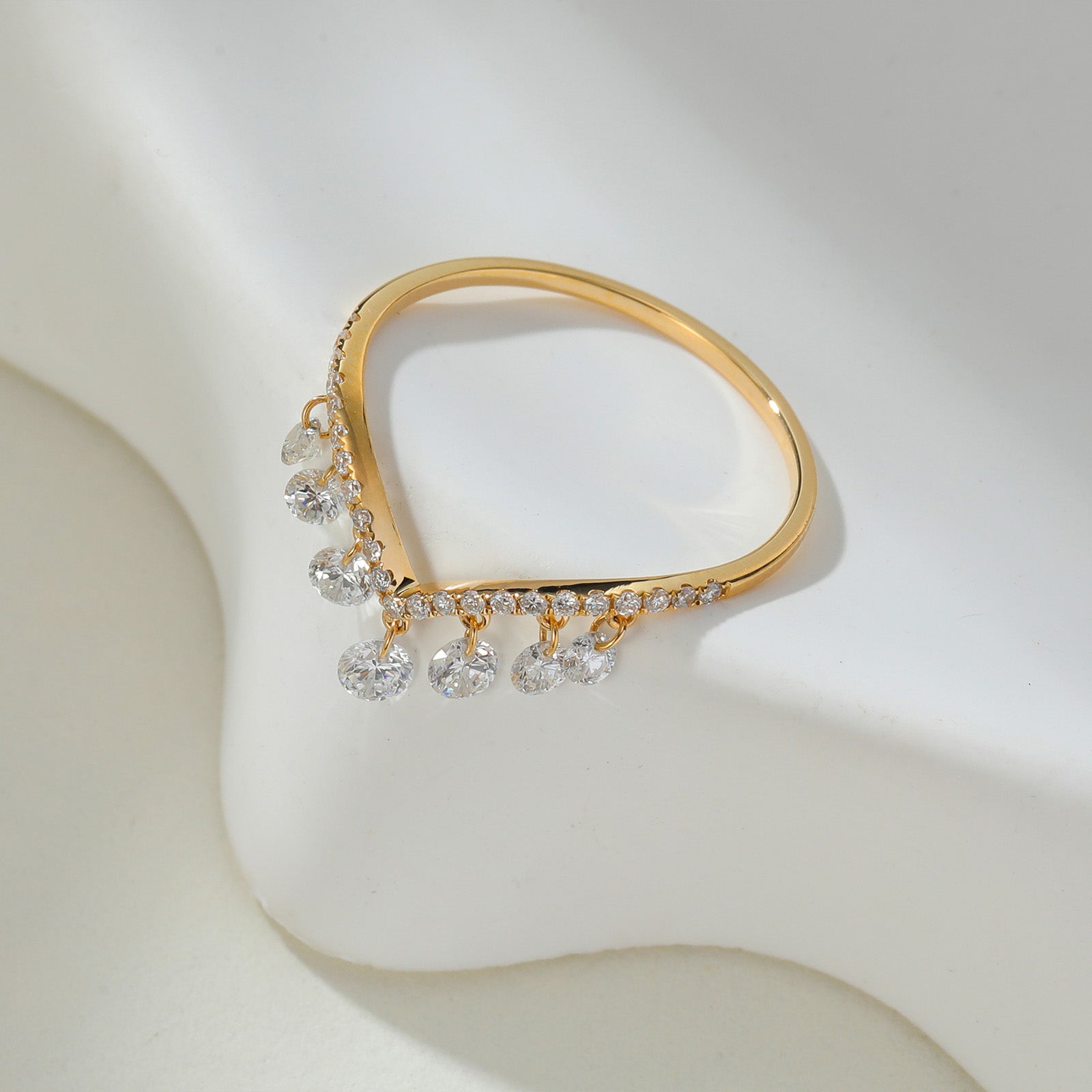V-Shape Pavé Dangling Lab-Grown Diamond Ring