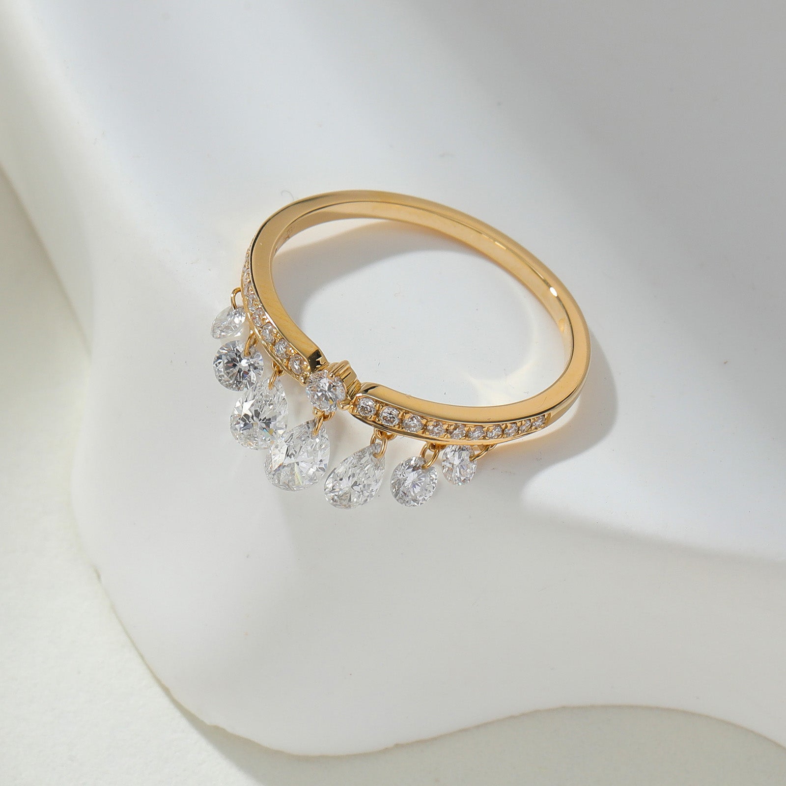 ⭐️Teardrop Pavé Lab-Grown Diamond Charm Ring