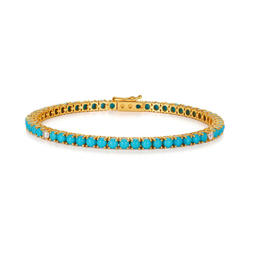 Turquoise & Diamond Tennis Bracelet | 7.5ct Total Turquoise