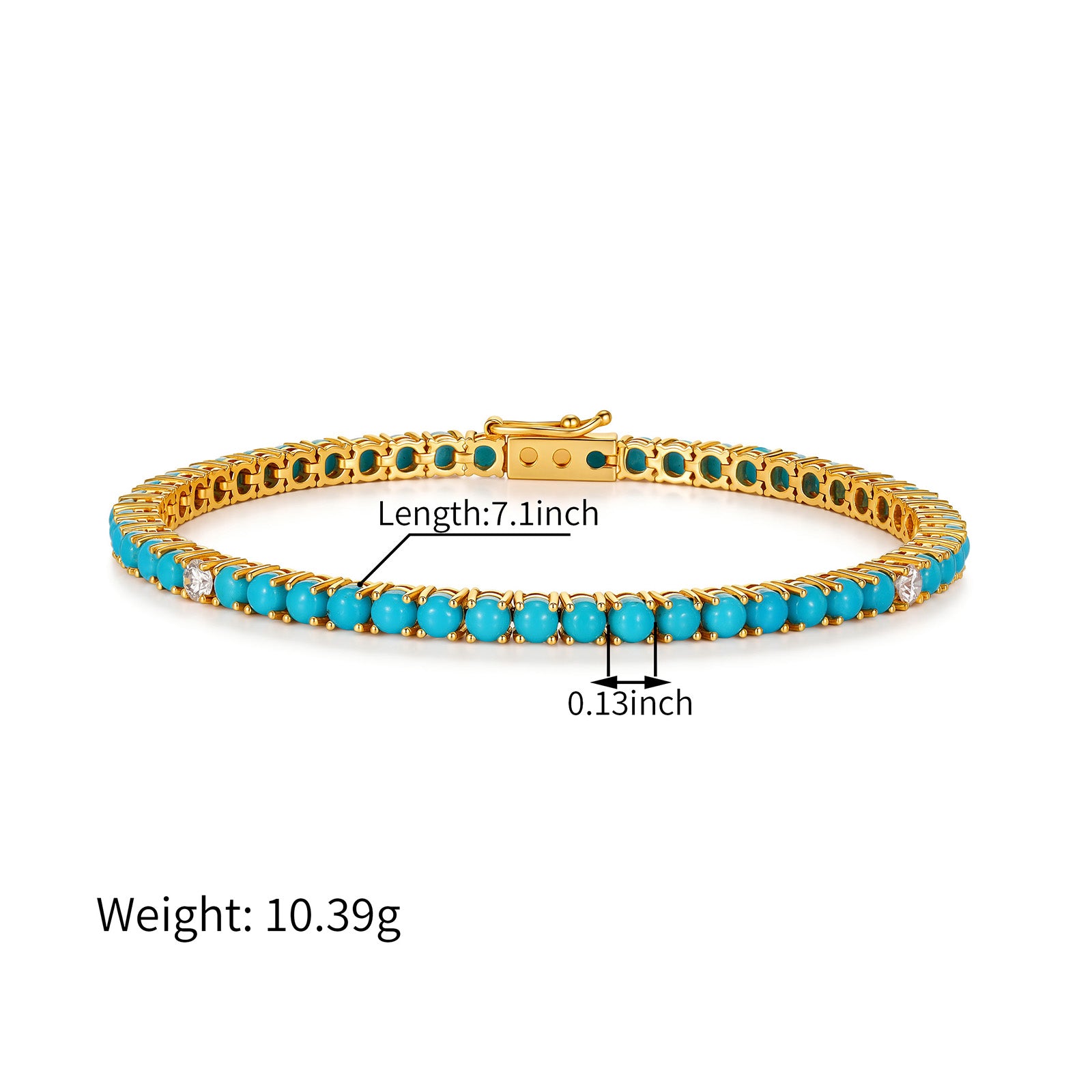 Turquoise & Diamond Tennis Bracelet | 7.5ct Total Turquoise
