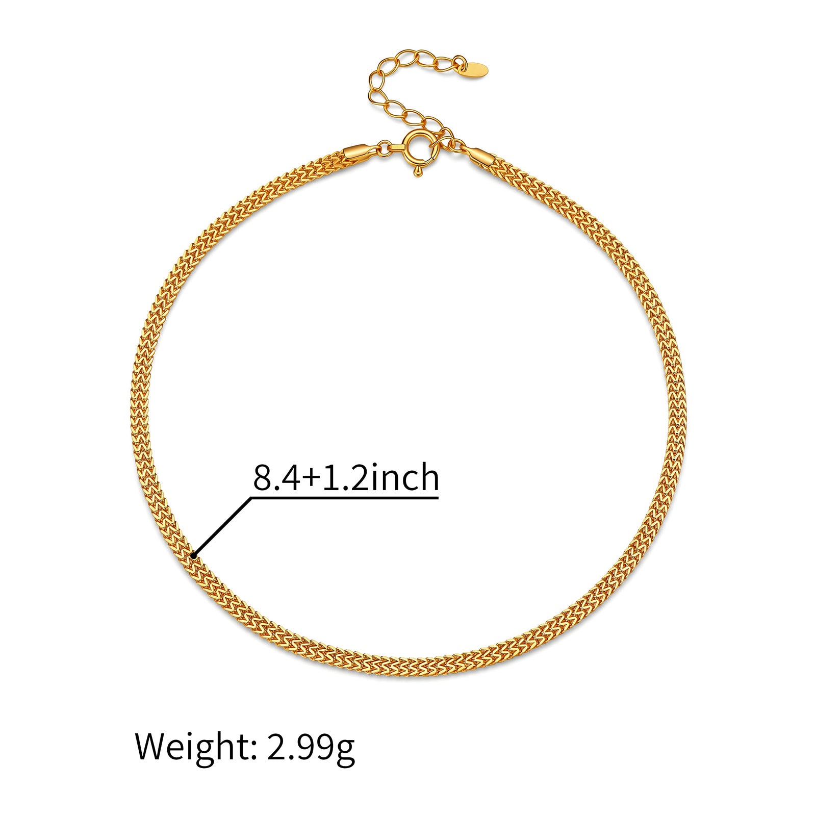 18K Gold Adjustable Stainless Steel Anklet