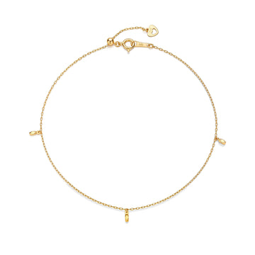 18K Dangling Diamond Charm Thin Cable Anklet