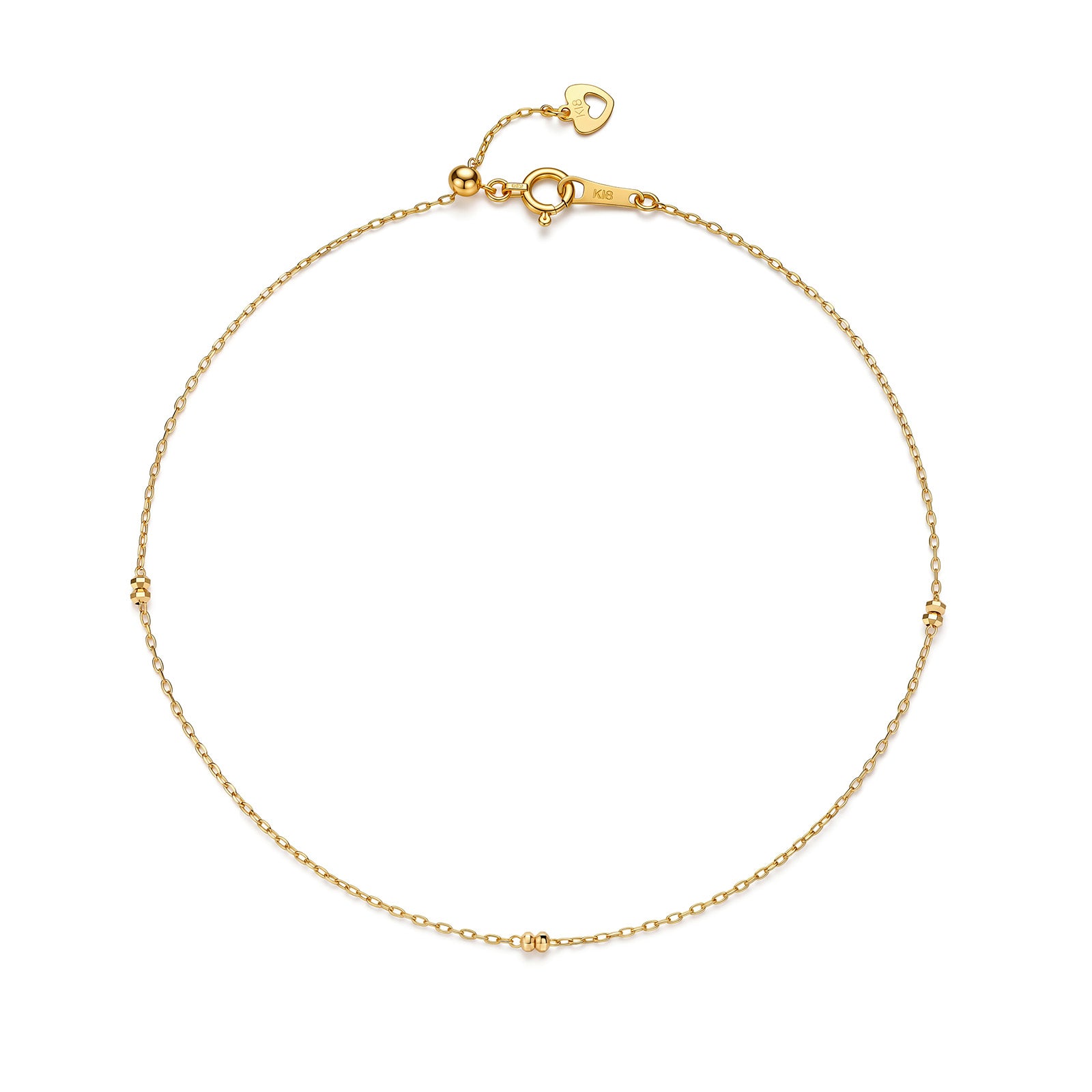 18K Gold Faceted Bead Saturn Chain Anklet