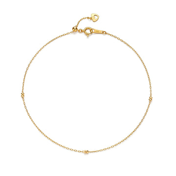 18K Gold Faceted Bead Saturn Chain Anklet