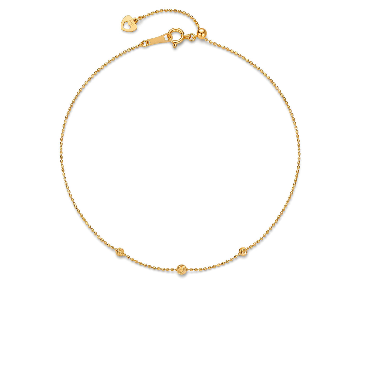 18K Gold Adjustable Station Bead Anklet
