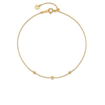 18K Gold Adjustable Station Bead Anklet