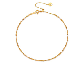 18K Yellow Gold Singapore Twist Adjustable Anklet
