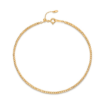 18K Gold Diamond-Cut Bead Chain Anklet