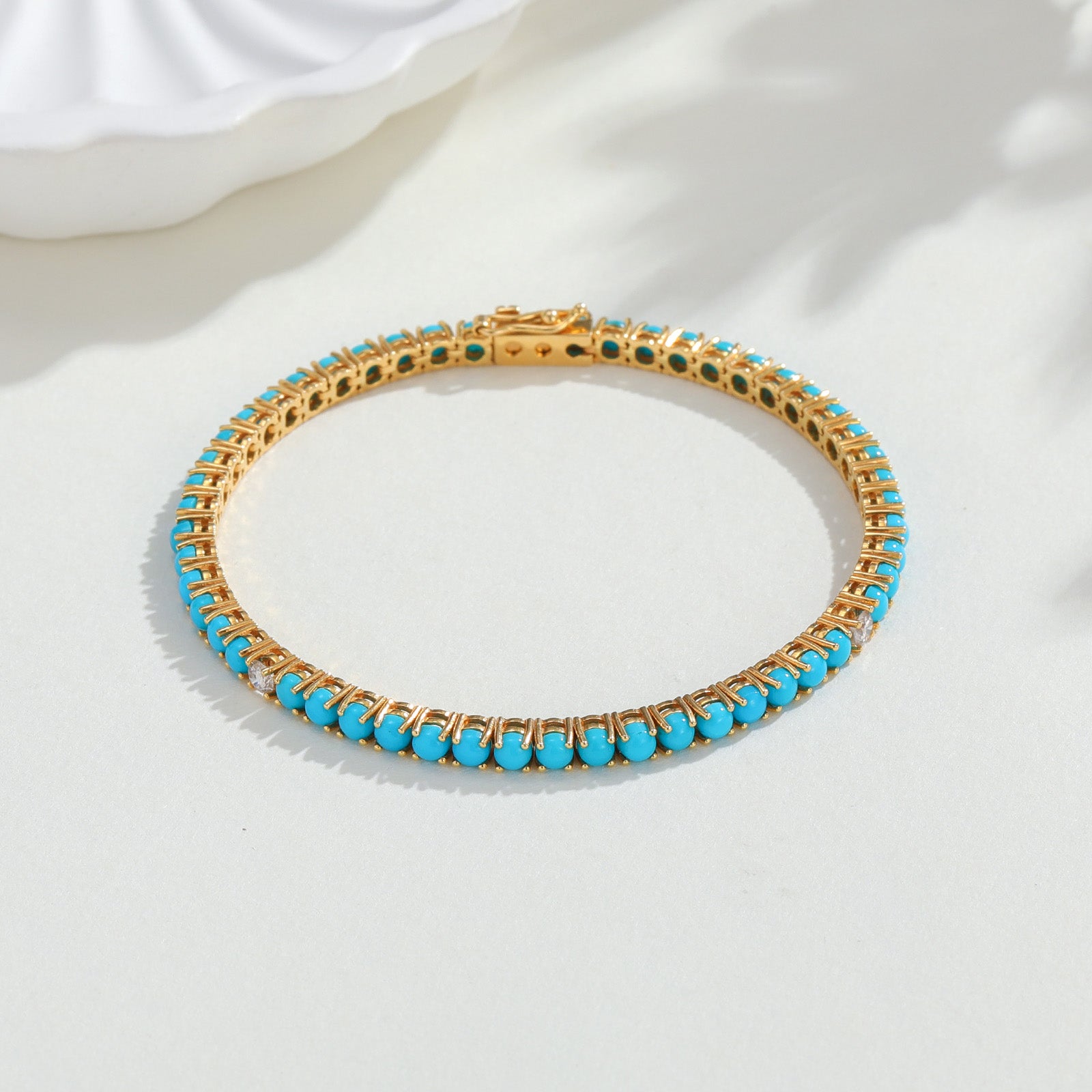 Turquoise & Diamond Tennis Bracelet | 7.5ct Total Turquoise