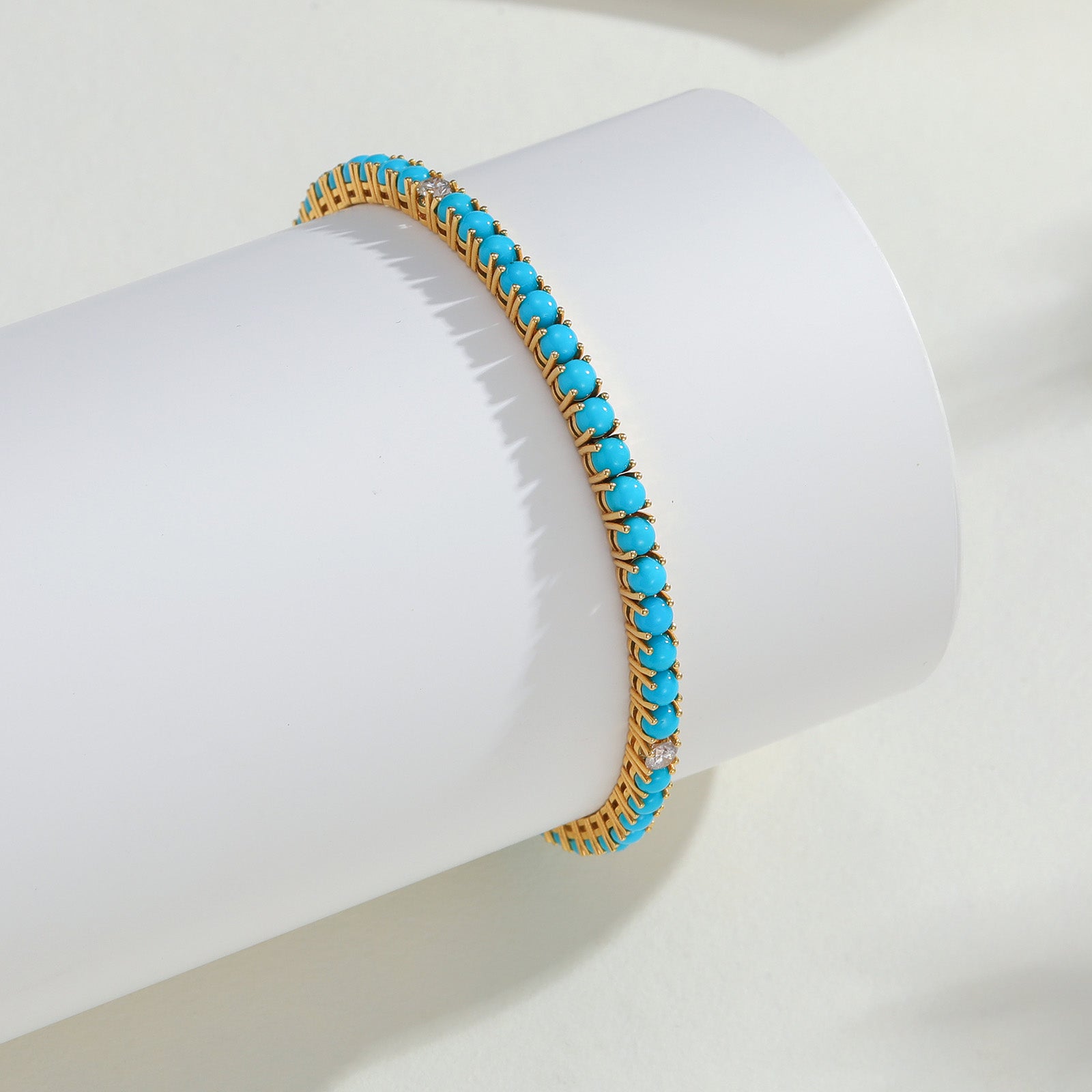 Turquoise & Diamond Tennis Bracelet | 7.5ct Total Turquoise