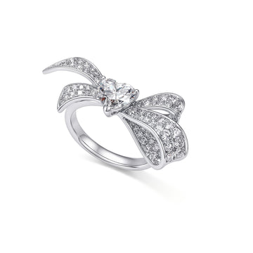 1.4CT Lab Grown Diamond Pavé Ribbon Heart Ring