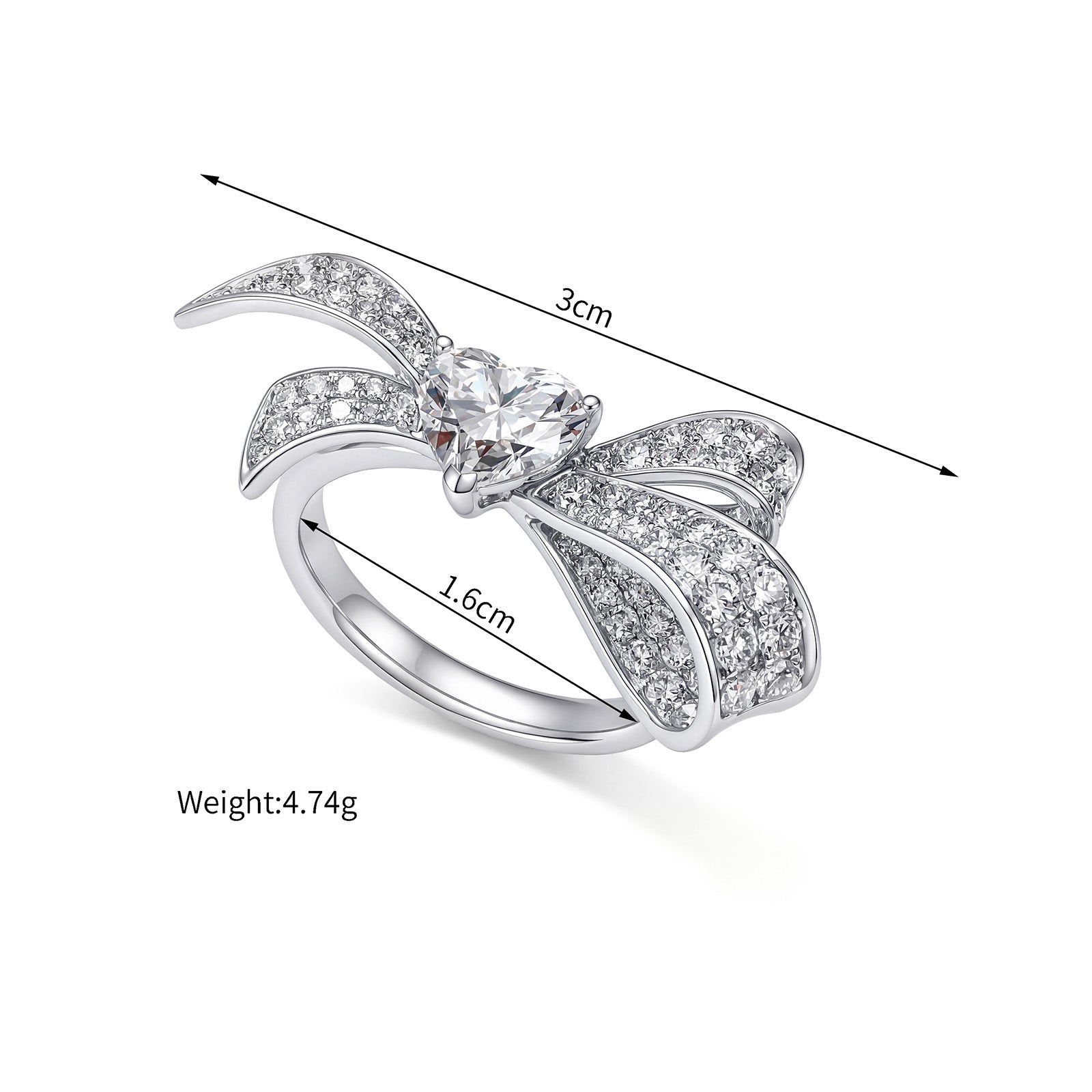1.4CT Lab Grown Diamond Pavé Ribbon Heart Ring