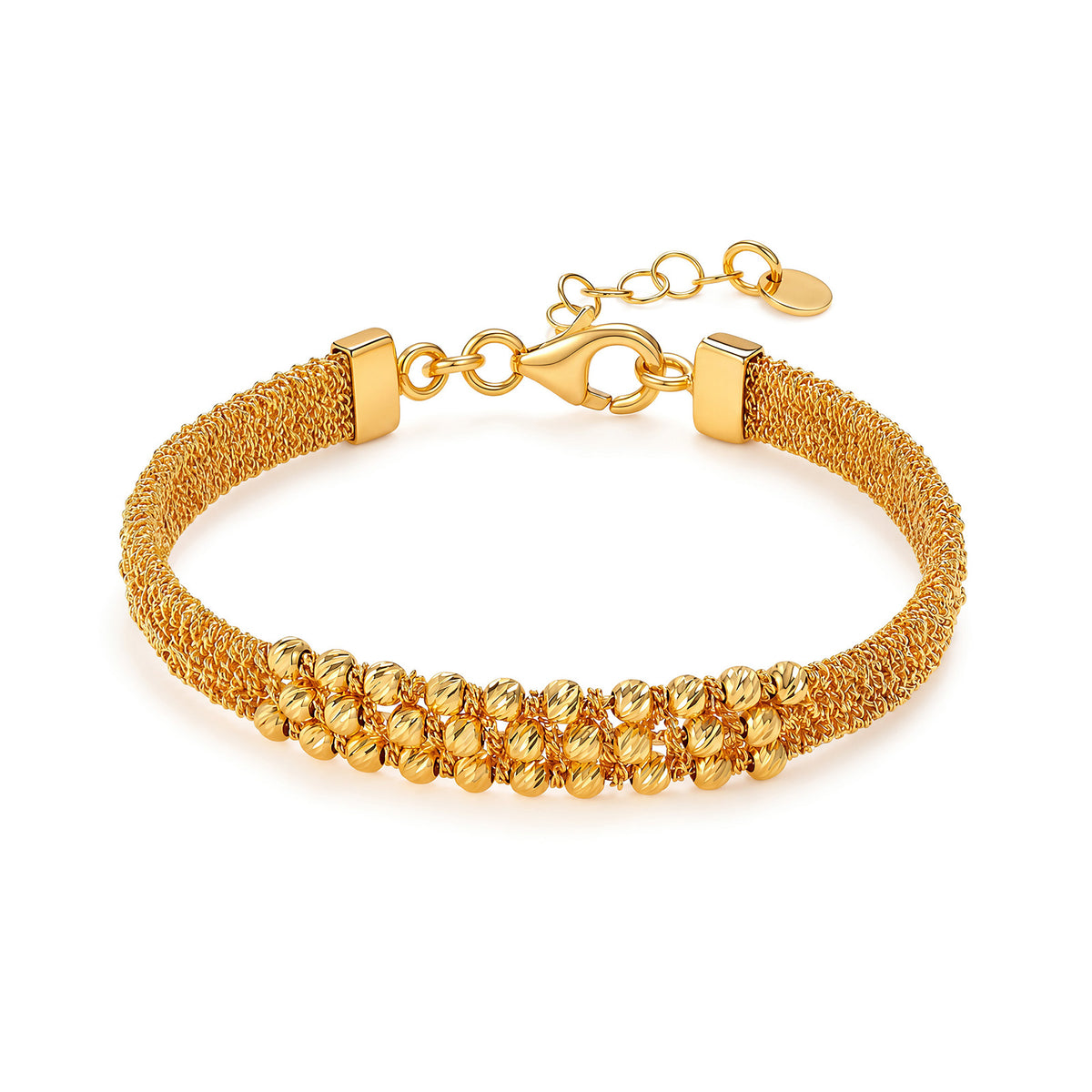 K18 Solid Diamond cut Bracelet