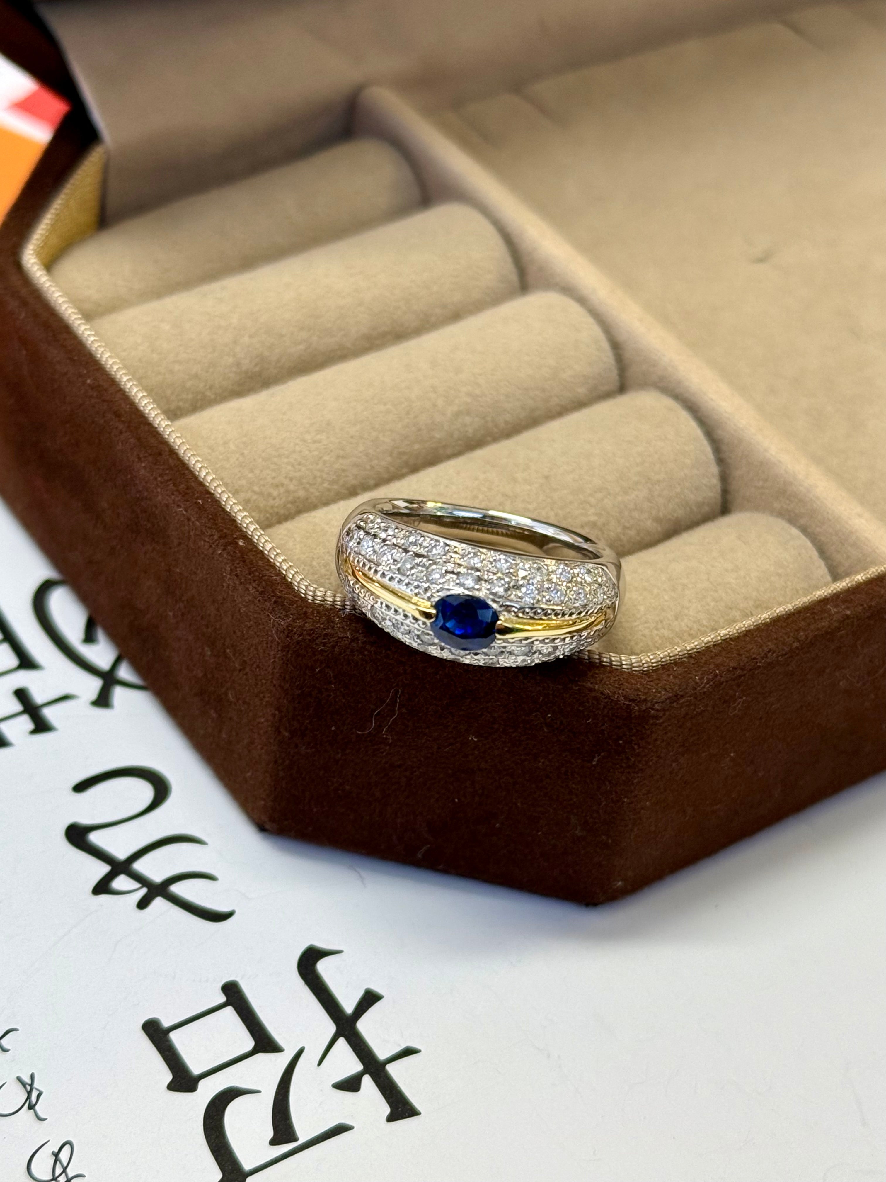 Sapphire Ring In PT900&18K Yellow Gold