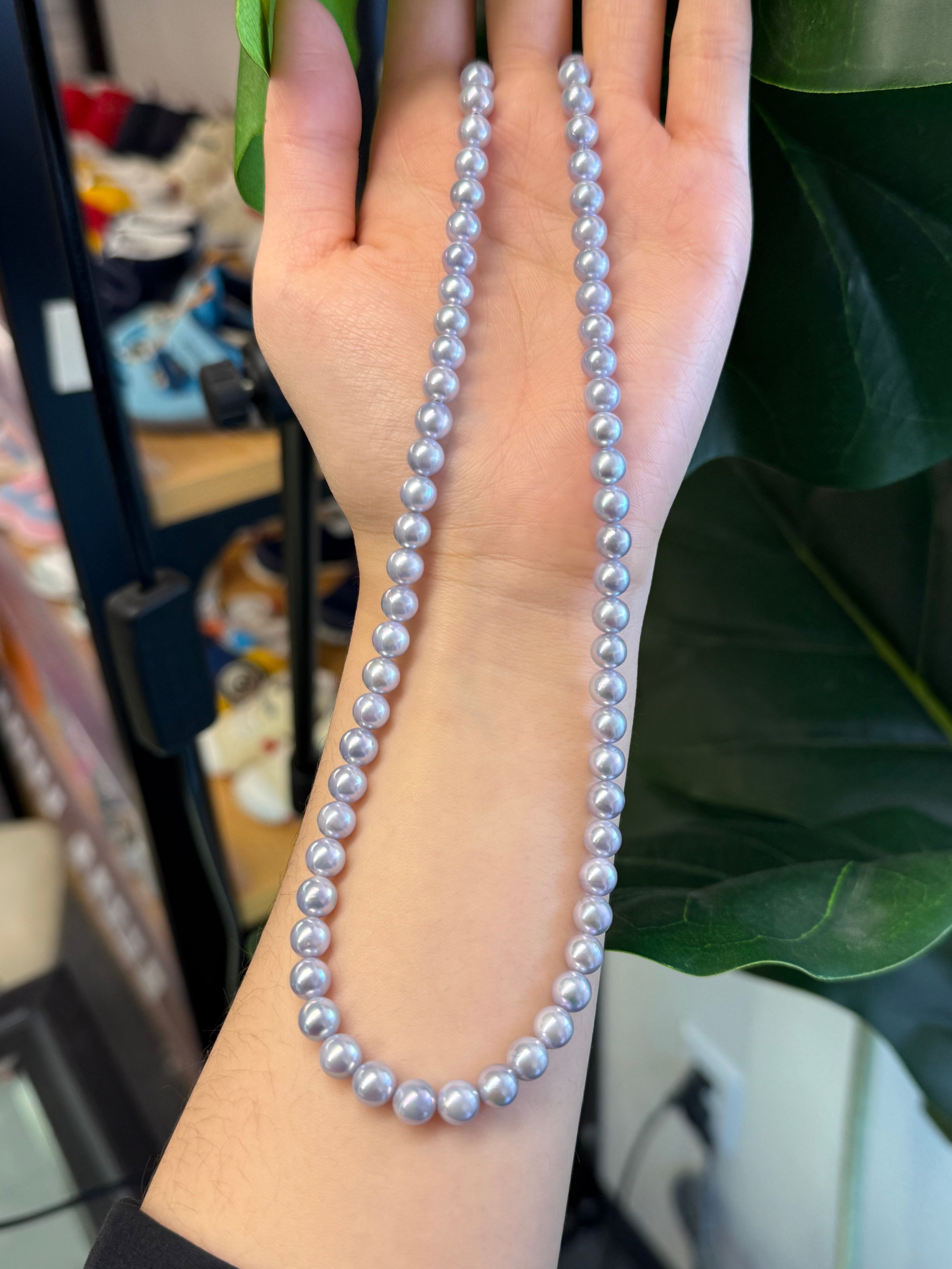 6-6.5mm Blue Rose Akoya Cultured Pearl Strand Necklace