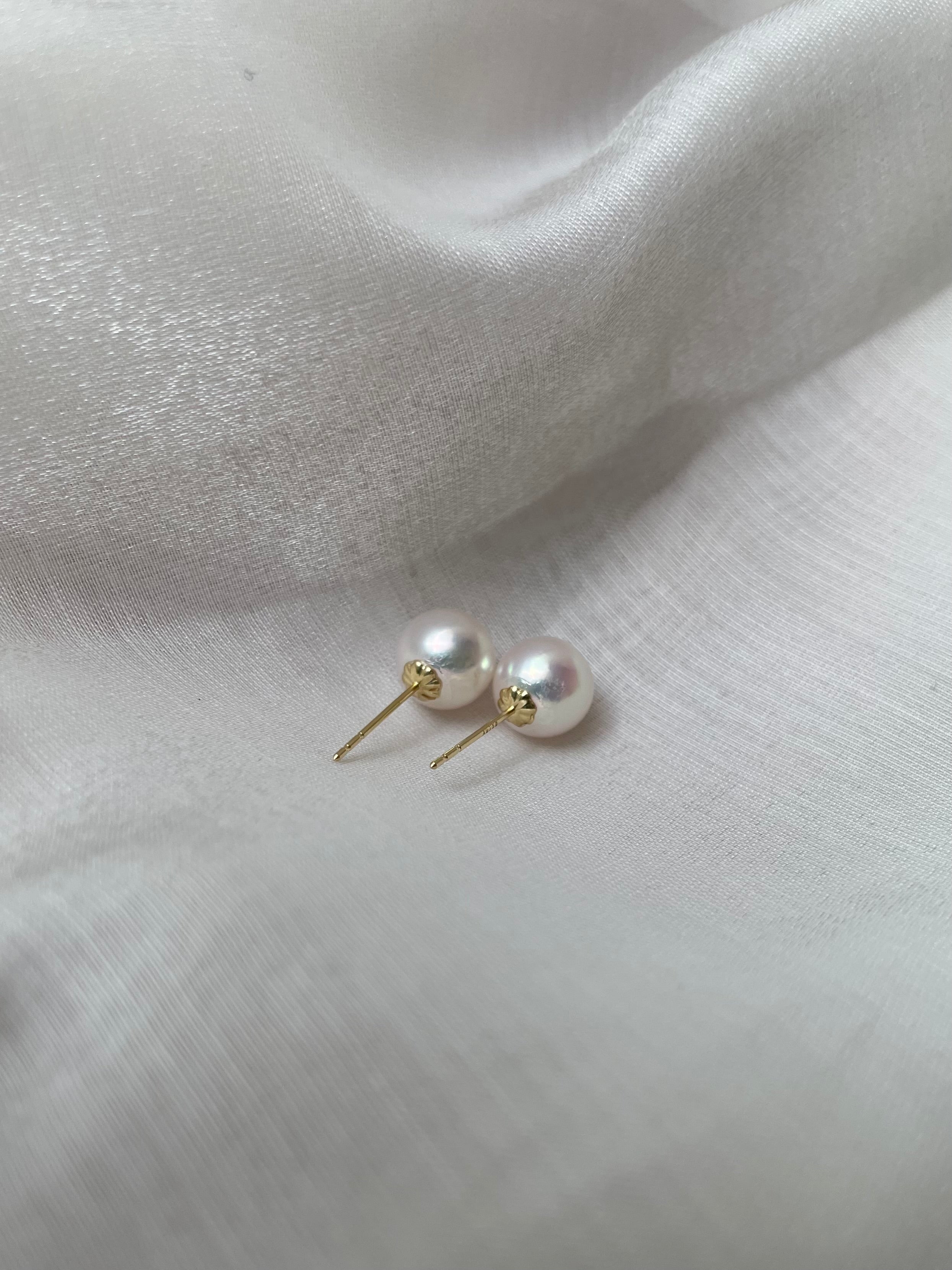 7-7.5mm Akoya Earrings in 18k Y/W Gold