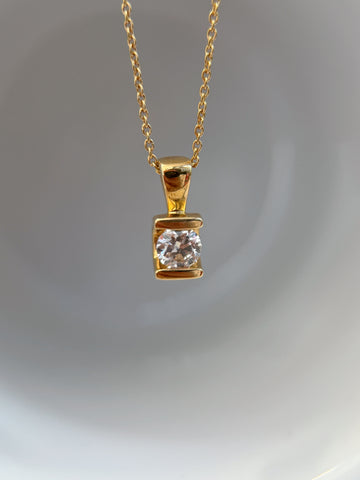 Italian Made K18 Yellow Gold 0.33ct Natural Diamond Pendant Necklace