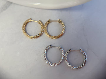 Diamond-pattern Hoop Earrings