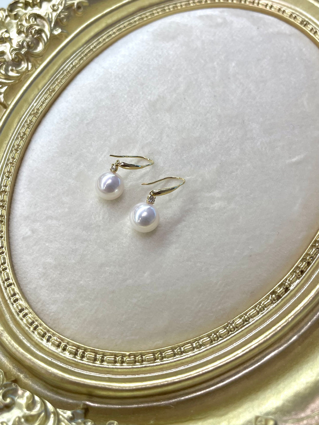 7.5-8mm Akoya Pearl Earrings in K18 Yellow Gold