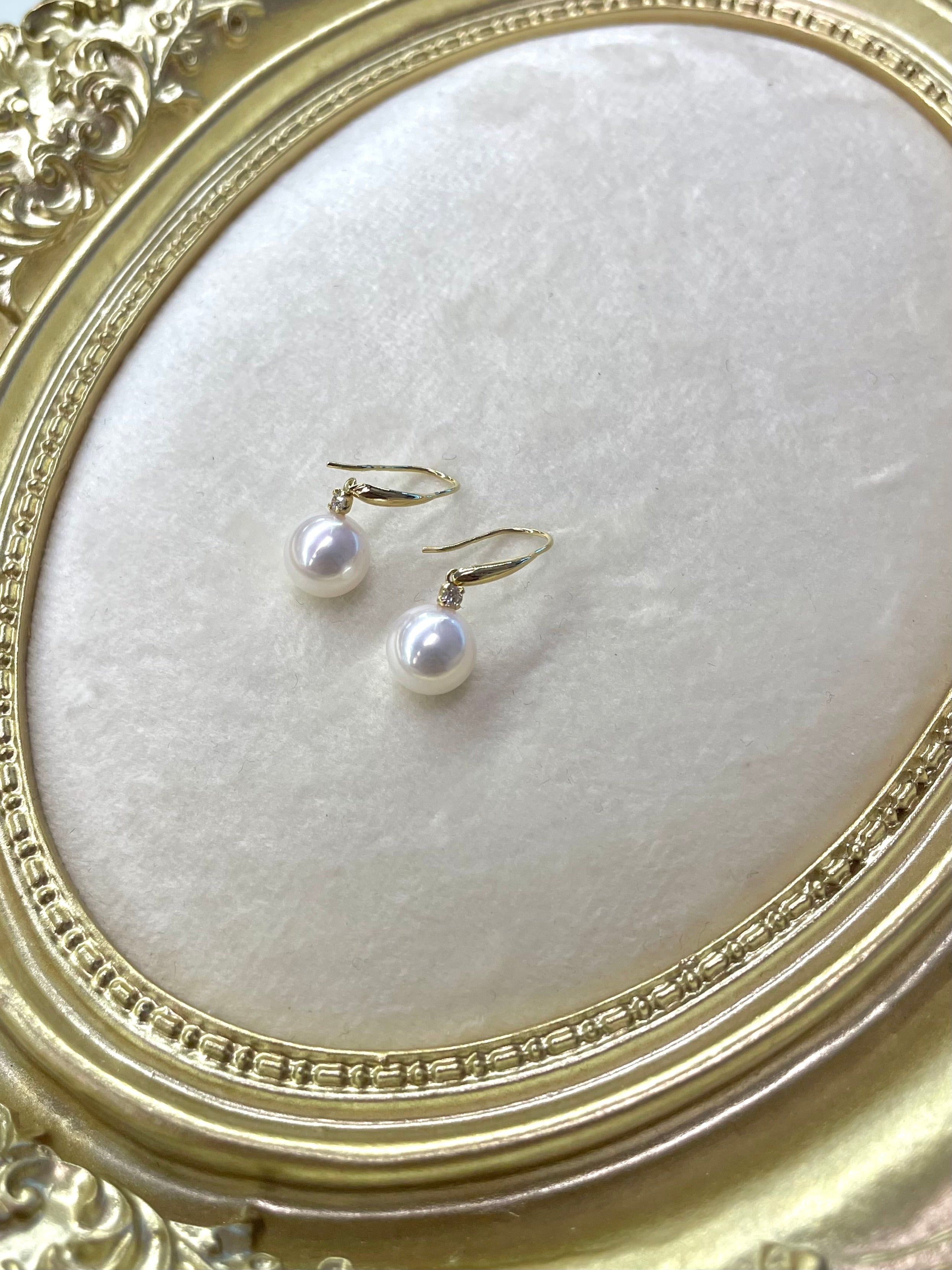 7.5-8mm Akoya Pearl Earrings in K18 Yellow Gold