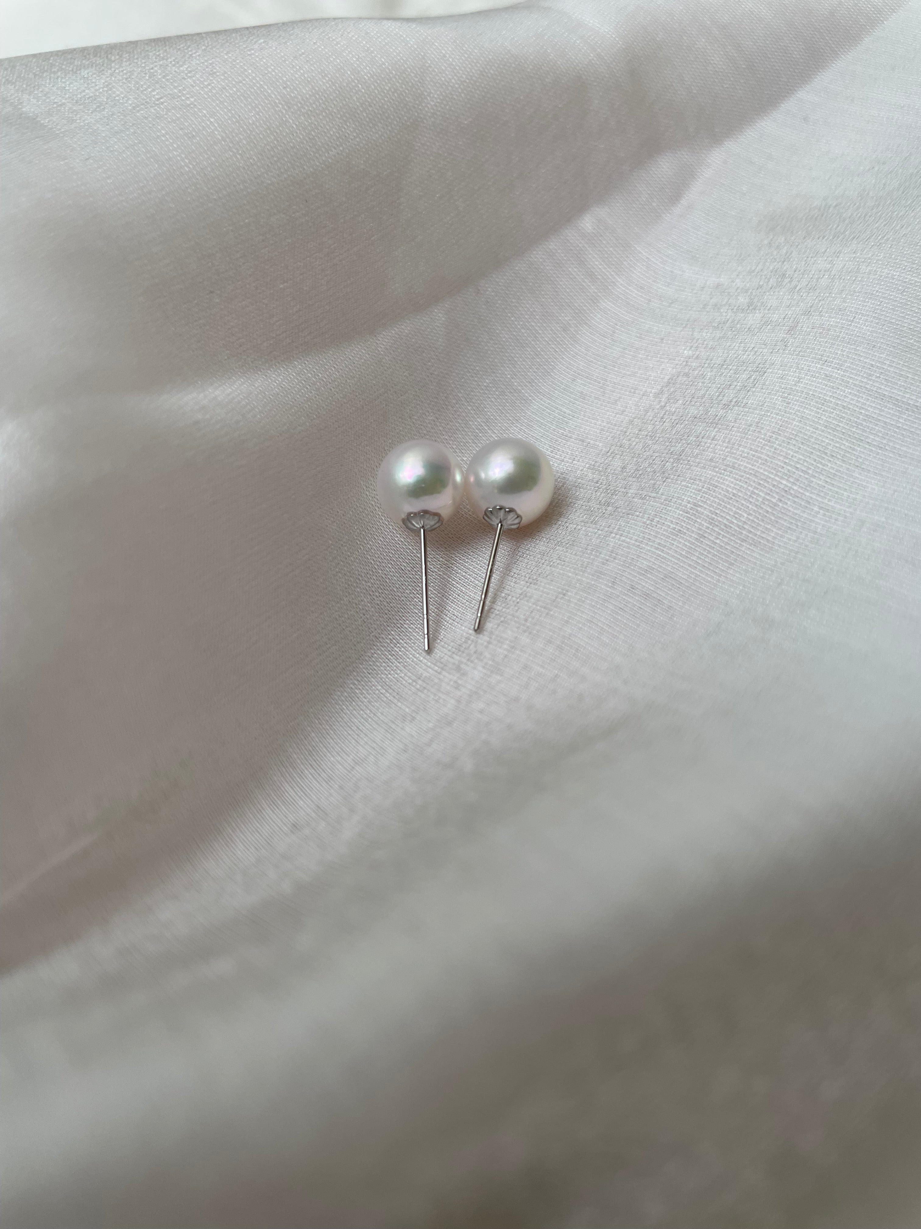 7-7.5mm Akoya Earrings in 18k Y/W Gold
