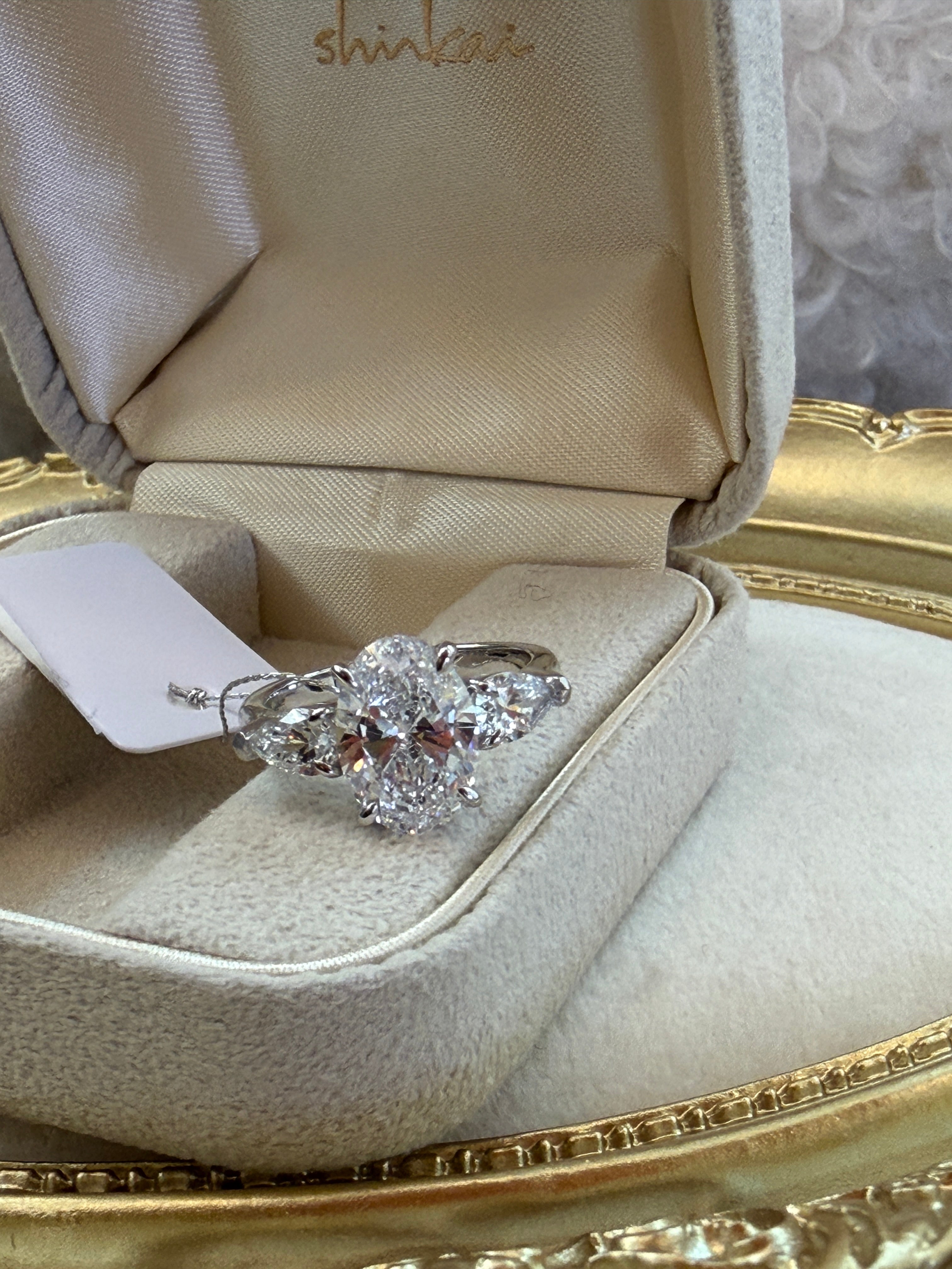 Three-Stone Oval Lab-Grown Diamond Ring 3CT