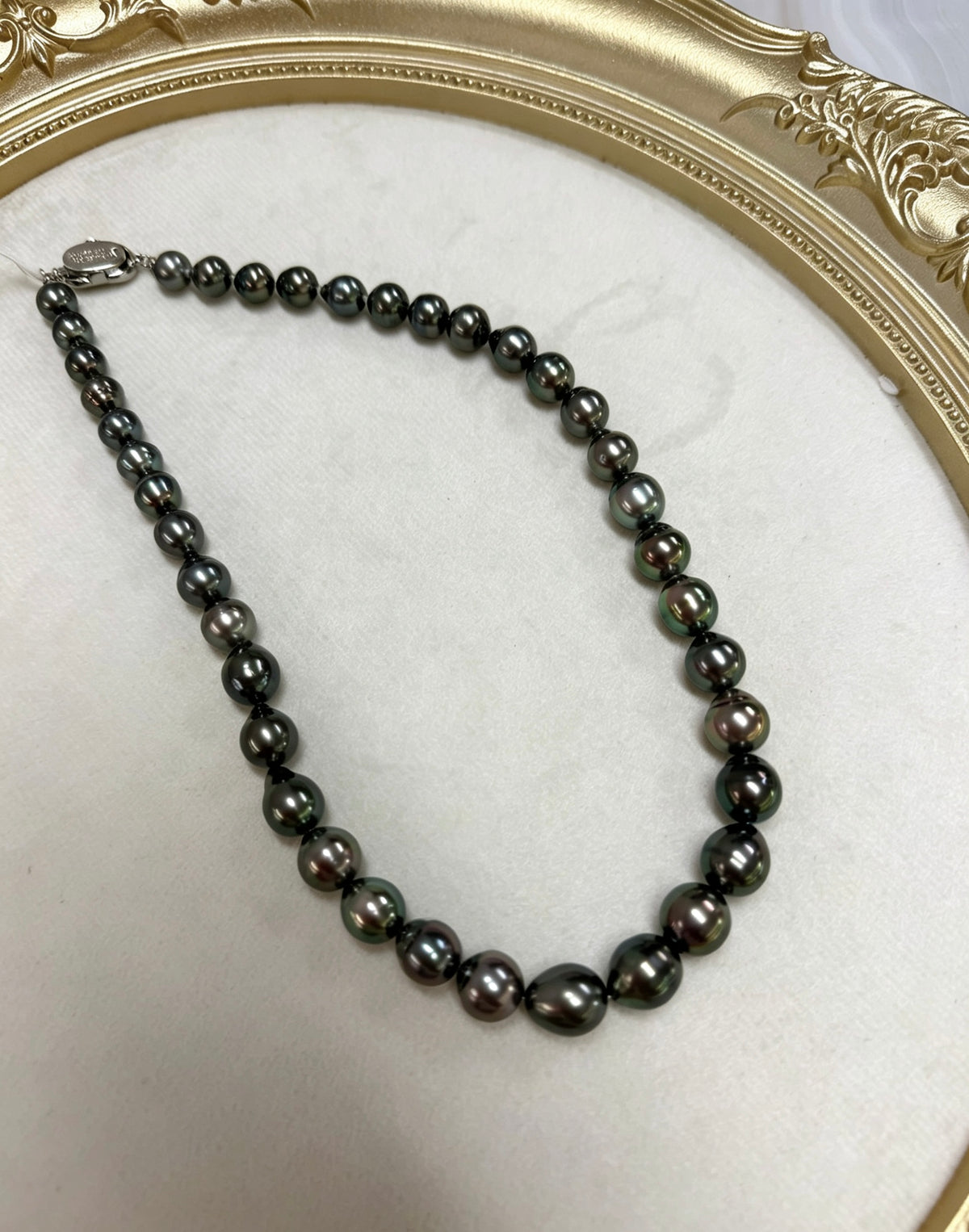 Dark Peacock Baroque Tahitian Pearl Necklace | 7.9–10.6mm | 43cm / 17”