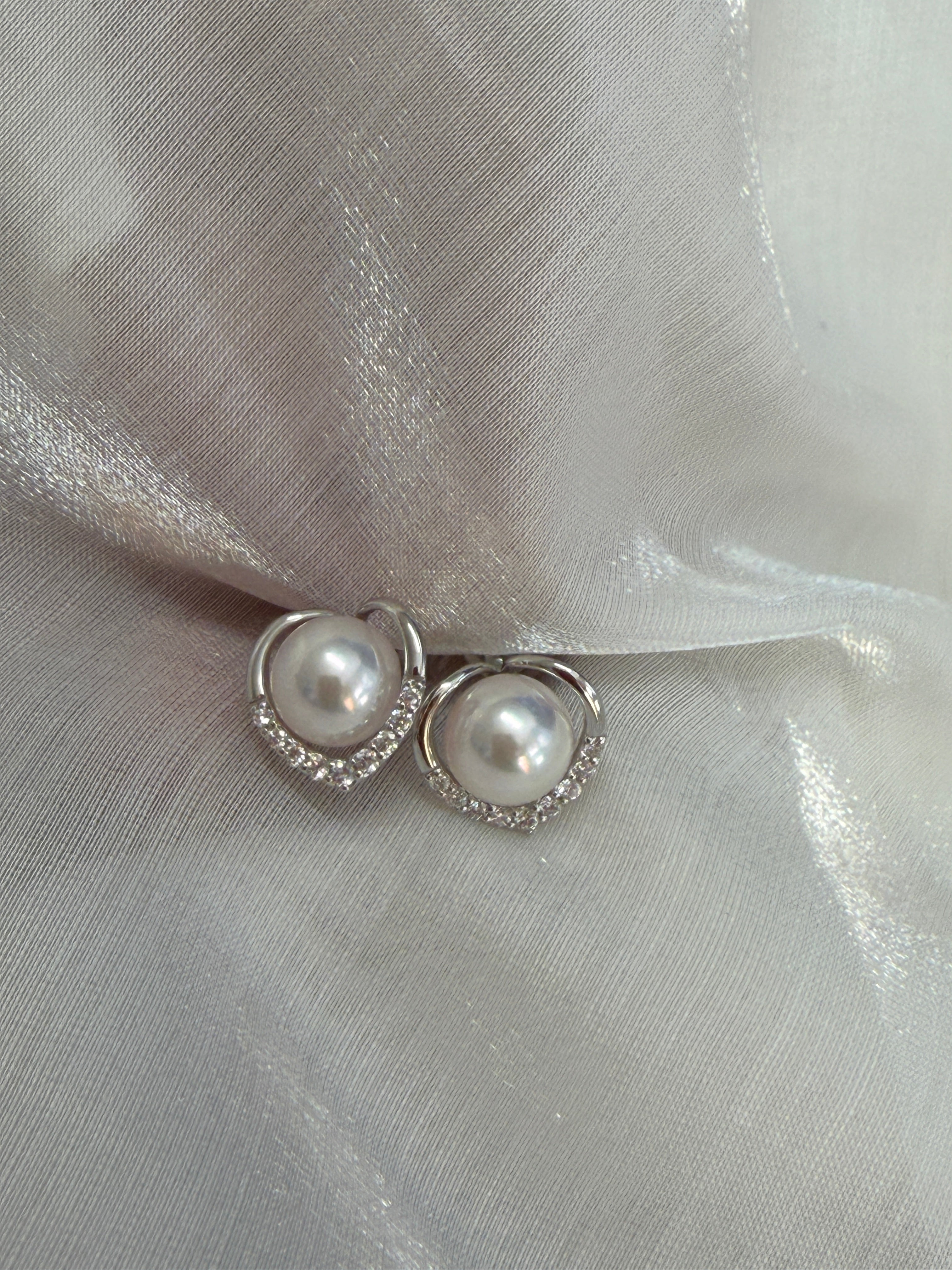 7mm Akoya Cultured Pearl Earrings in Platinum/18K Yellow Gold