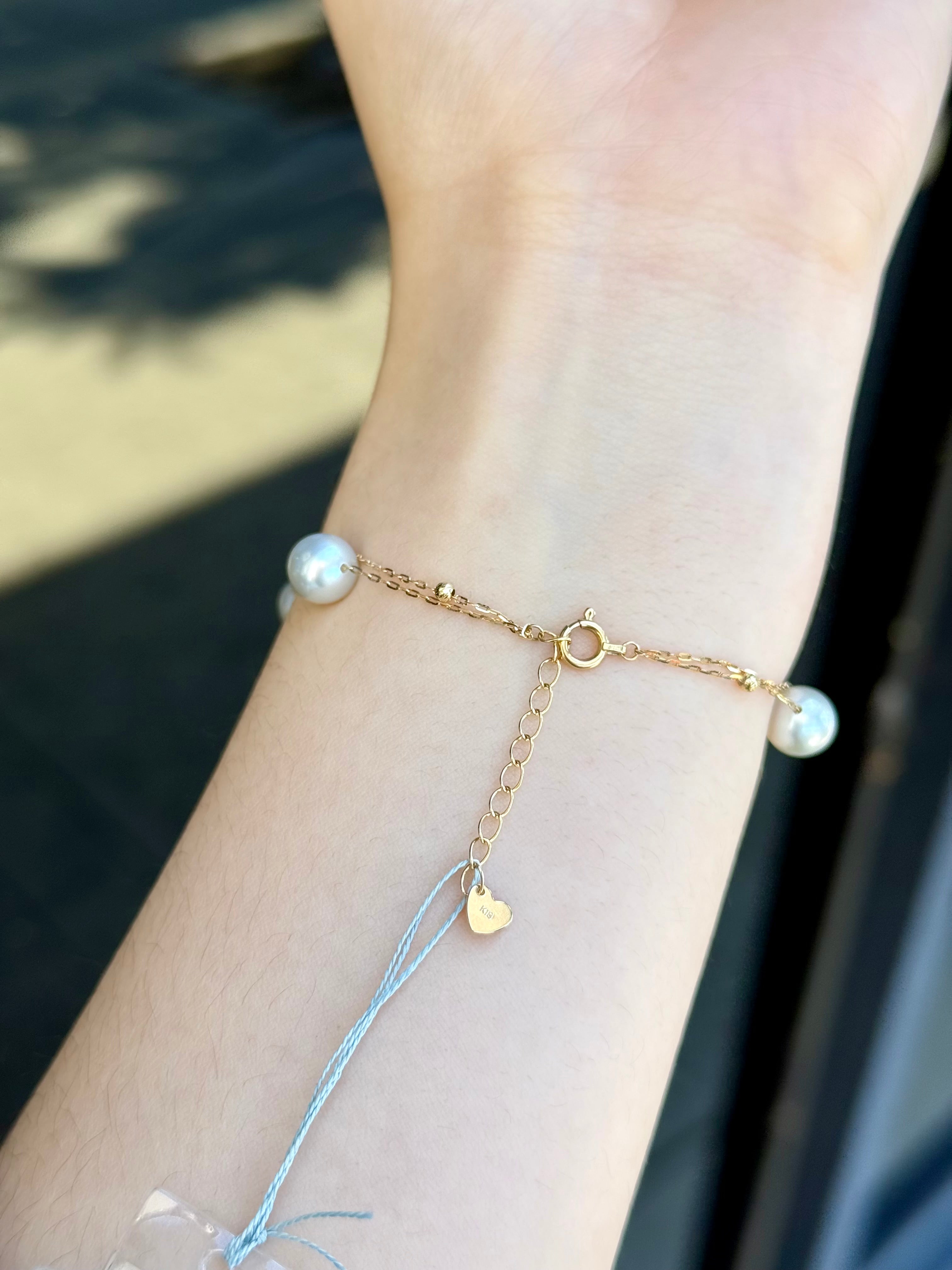 7-7.5mm Akoya Cultured Pearl Bracelet In 18K Yellow Gold