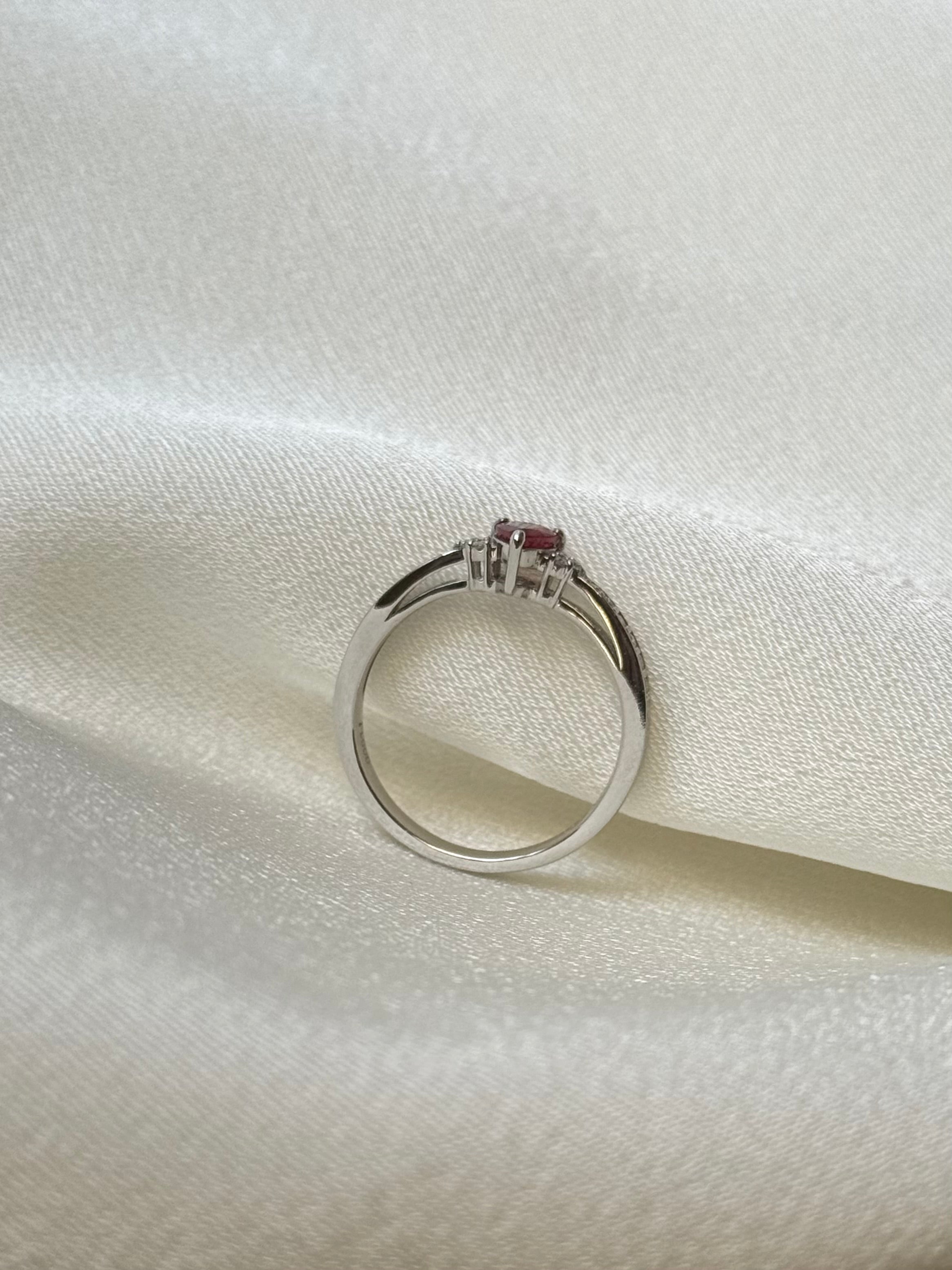 Vintage Ring in PT900 With Ruby & Natural Diamond