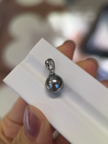 9mm Tahitian Black Pearl Pendant Silver Setting (Pendant Only)